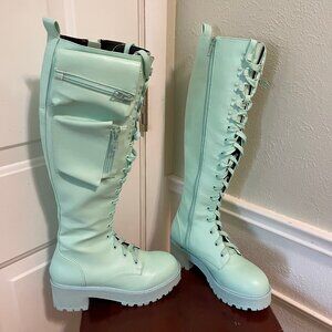 Sugar Thrillz - Mint Obsidian Pocket Combat Boots - Size 8M